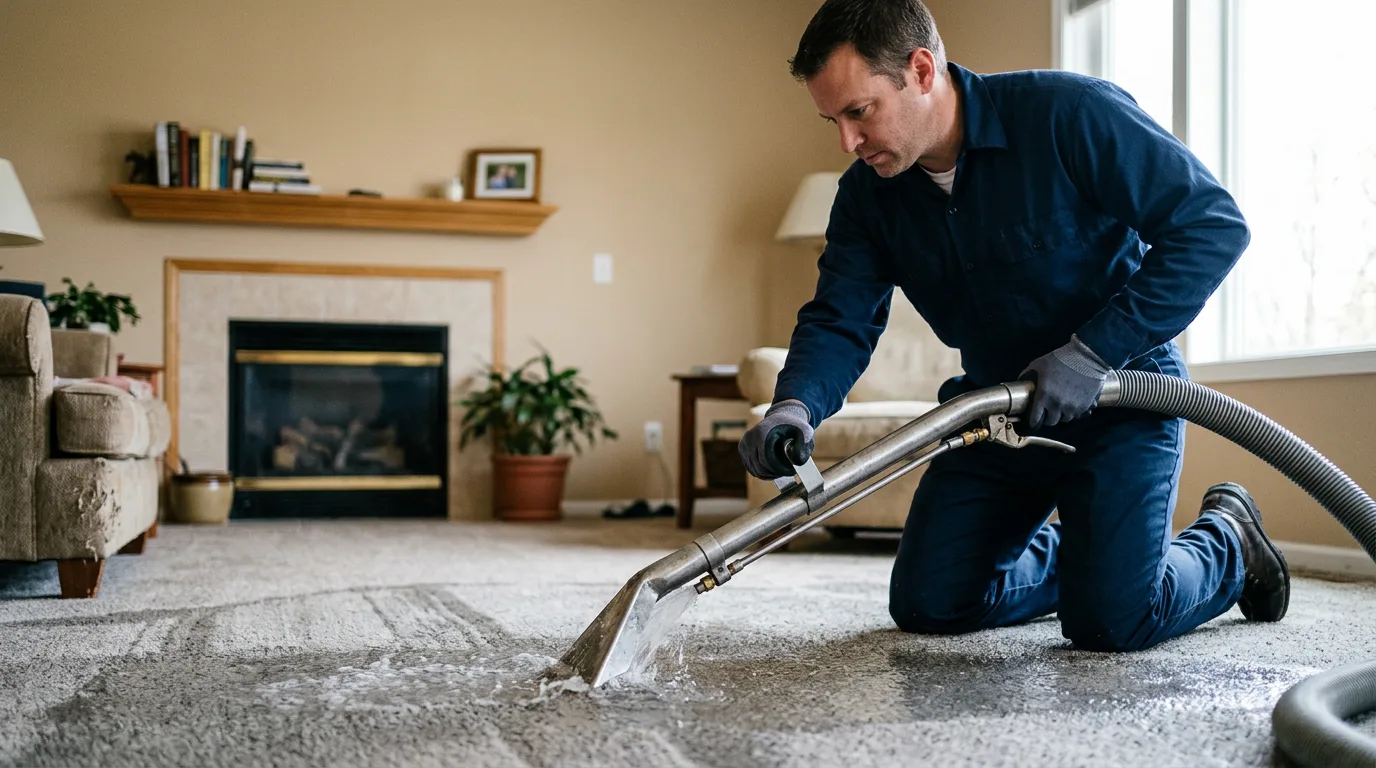 Water damage restoration technician working near Kenton, OH